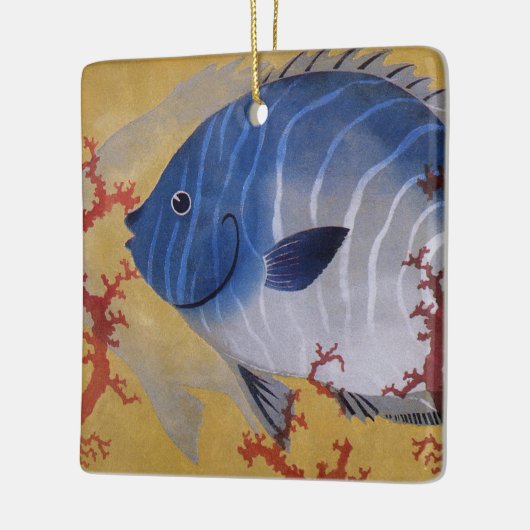  Tropisch Blauw Vis Koraal Marien Oceaanleven Keramisch Ornament (Links)
