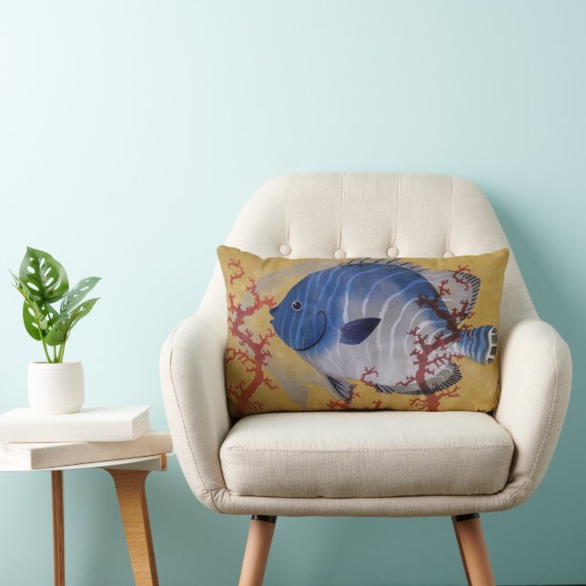  Tropisch Blauw Vis Koraal Marien Oceaanleven Kussen (Stoel)