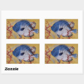  Tropisch Blauw Vis Koraal Marien Oceaanleven Rechthoekige Sticker (Vel)