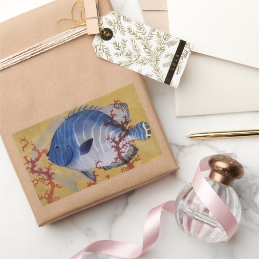  Tropisch Blauw Vis Koraal Marien Oceaanleven Rechthoekige Sticker (Geschenken)