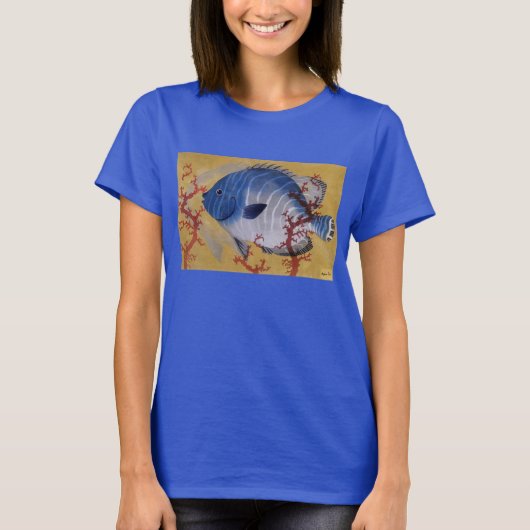  Tropisch Blauw Vis Koraal Marien Oceaanleven T-shirt (Voorkant)