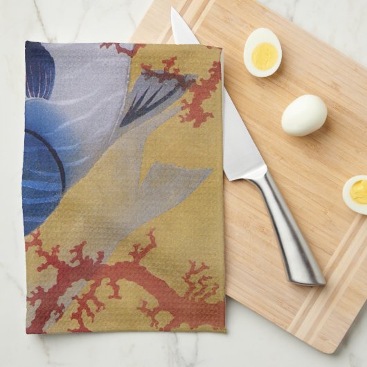  Tropisch Blauw Vis Koraal Marien Oceaanleven Theedoek (Quarter Fold)