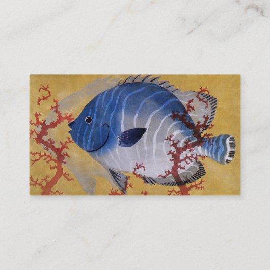  Tropisch Blauw Vis Koraal Marien Oceaanleven Visitekaartje (Achterkant)