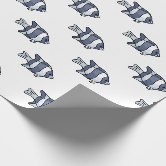 Tropisch blauw vispakpapier cadeaupapier (Hoek)