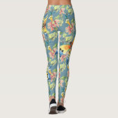 Tropisch blauw vlinderbloempatroon leggings (Achterkant)