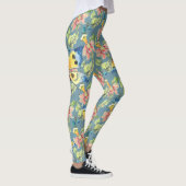 Tropisch blauw vlinderbloempatroon leggings (Rechts)