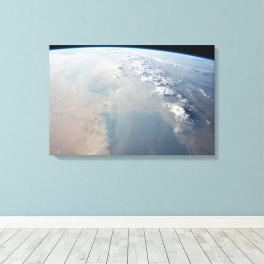 Tropisch blauw water van de Perzische Golf. 2 Canvas Afdruk (Insitu (Houten vloer))