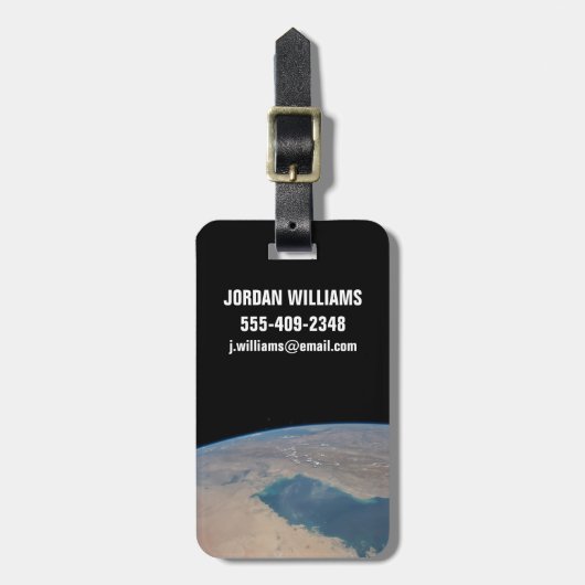 Tropisch blauw water van de Perzische Golf. Bagagelabel (Voorkant verticaal)