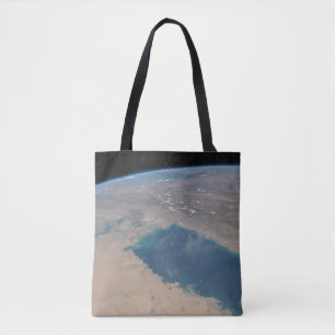 Tropisch blauw water van de Perzische Golf. Tote Bag