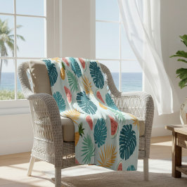 Tropisch blauw watermeloen ventilatorbak fleece deken