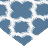 Tropisch blauw wit Ikat Quatrefoil Kunstpatroon Korte Tafelloper (Hoek)