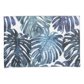 Tropisch blauw wit Oerwoud bladeren Kussensloop (Voorkant-Rechts)