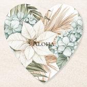 Tropisch Blauw Witte Bloemen Huwelijk Kartonnen Onderzetters (Voorkant)