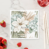 Tropisch Blauw Witte Bloemen Huwelijk Servet (Insitu)