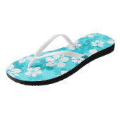 Tropisch Blauw Witte Hibiscus Bloem Patroon Teenslippers (Schuin)