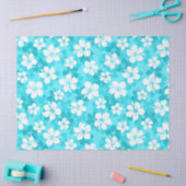 Tropisch Blauw Witte Hibiscus Flowers Patroon Tissuepapier (Craft)