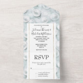 Tropisch Blauw Witte Parels Wedding All In One Uitnodiging (Binnen)