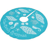 Tropisch blauw Zee Life Print aangepaste tekst Kerstboom Rok (Gekanteld)