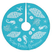 Tropisch blauw Zee Life Print aangepaste tekst Kerstboom Rok (Voorkant)