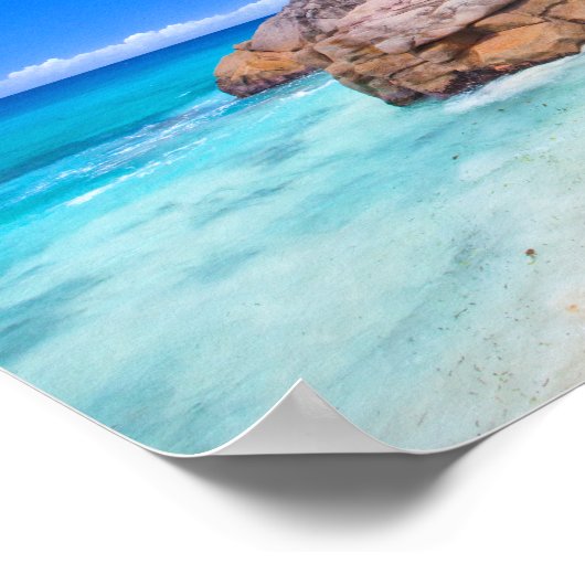 Tropisch blauw Zee Sandy Beach Island Poster (Hoek)