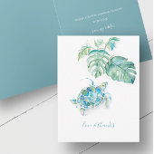 Tropisch blauw Zee schildpad Waterverf Hartelijk d Bedankkaart