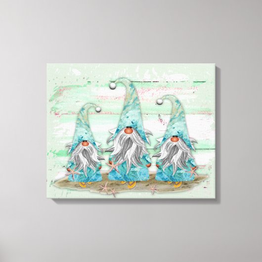 Tropisch blauwe aquarel strandkabouters canvas afdruk (Voorkant)