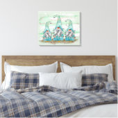 Tropisch blauwe aquarel strandkabouters canvas afdruk (Insitu (Slaapkamer))
