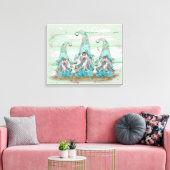 Tropisch blauwe aquarel strandkabouters canvas afdruk (Insitu (Woonkamer))