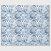 Tropisch blauwe bloemen cadeaupapier (Vlak)