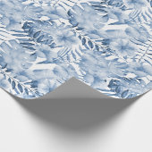 Tropisch blauwe bloemen cadeaupapier (Hoek)