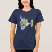 Tropisch Blauwe Gele Aquatische Vis Tri-Blend Shirt (Voorkant)