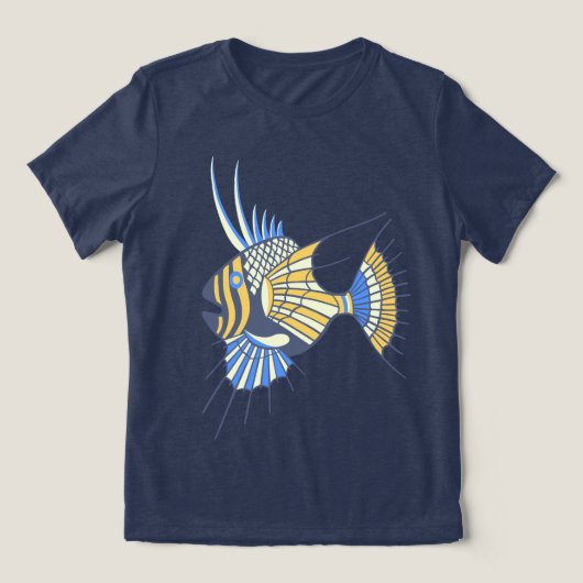 Tropisch Blauwe Gele Aquatische Vis Tri-Blend Shirt (Design voorkant)