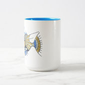 Tropisch Blauwe Gele Aquatische Vis Tweekleurige Koffiemok (Center)