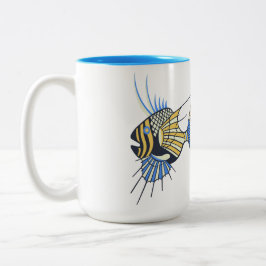 Tropisch Blauwe Gele Aquatische Vis Tweekleurige Koffiemok