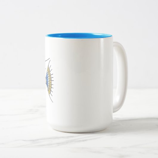 Tropisch Blauwe Gele Aquatische Vis Tweekleurige Koffiemok (Voorkant rechts)