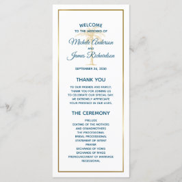 Tropisch blauwe goudpalm Beach Weddenschap Programmakaart