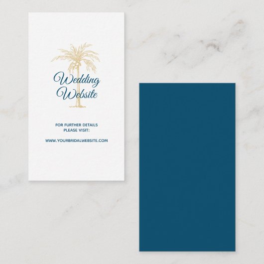 Tropisch blauwe goudpalm Beach Weduwwebsite Informatiekaartje (Voorkant / Achterkant)