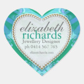 Tropisch Blauwe Groene Aangepaste Naam Harde Stick Hart Sticker (Voorkant)