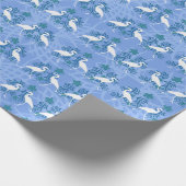 Tropisch Blauwe Heron met bloemen Patroon Cadeaupapier (Hoek)
