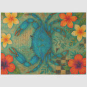 Tropisch Blauwe Krab Decoupage Papier – Kust (Voorkant)