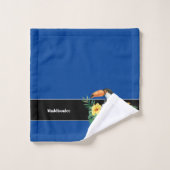 Tropisch blauwe monogram naam Toucan Bathroom Bad Handdoek (Wasdoekje)