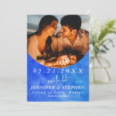 Tropisch-blauwe oceaan strandend de trek van de Gr Save The Date (Staand voorkant)