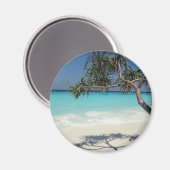 Tropisch blauwe oceaanstrand foto magneet (Voorkant / Achterkant)