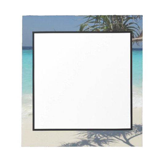 Tropisch blauwe oceaanstrand foto notitieblok (Voorkant)