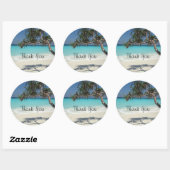 Tropisch blauwe oceaanstrand foto ronde sticker (Vel)
