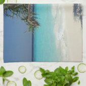 Tropisch blauwe oceaanstrand foto theedoek (Gevouwen)