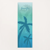 Tropisch blauwe palmbomen met aangepaste naam yogamat (Voorkant)