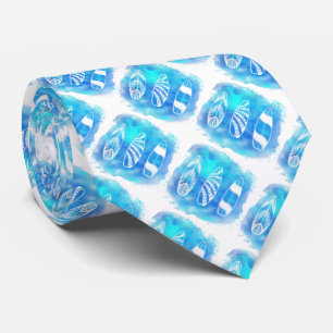 Tropisch blauwe surfplank zomer strand novelty stropdas