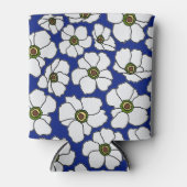 Tropisch blauwe witte bloemen blikjeskoeler (Voorkant)