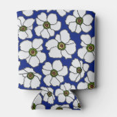 Tropisch blauwe witte bloemen blikjeskoeler (Achterkant)